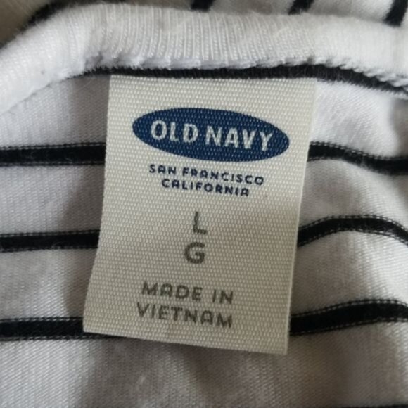 Shirt Dress Old Navy White Navy Blue Striped Short Sleeve Women's WOMAN'S Large - Picture 5 of 8